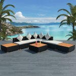 Vidaxl salon de jardin 8 pcs avec coussins r�sine tress�e noir