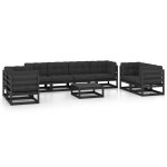 Vidaxl salon de jardin 9 pcs avec coussins bois de pin massif
