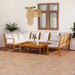 Vidaxl salon de jardin 9 pcs avec coussin cr�me bois d'acacia solide
