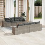 Vidaxl salon de jardin 9 pcs avec coussins gris r�sine tress�e