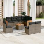 Vidaxl salon de jardin 9 pcs avec coussins gris rsine tresse