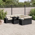 Vidaxl salon de jardin 9 pcs avec coussins noir r�sine tress�e