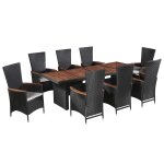 Vidaxl salon de jardin 9 pcs avec coussins r�sine tress�e noir