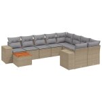 Vidaxl salon de jardin avec coussins 10 pcs beige r�sine tress�e