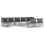 Vidaxl salon de jardin avec coussins 10 pcs blanc acier