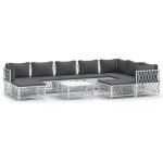 Vidaxl salon de jardin avec coussins 10 pcs blanc acier