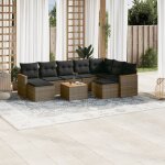 Vidaxl salon de jardin avec coussins 10 pcs gris rsine tresse