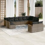 Vidaxl salon de jardin avec coussins 12 pcs gris rsine tresse