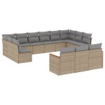 Vidaxl salon de jardin et coussins 13 pcs m�lange beige r�sine tress�e