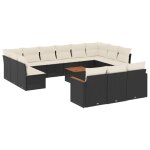Vidaxl salon de jardin avec coussins 14 pcs noir r�sine tress�e