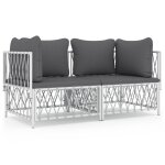 Vidaxl salon de jardin avec coussins 2 pcs blanc acier Vidaxl salon de jardin avec coussins 2 pcs blanc acier