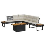 Vidaxl salon de jardin avec coussins 2 pcs noir rsine tresse acacia