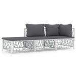 Vidaxl salon de jardin avec coussins 3 pcs blanc acier