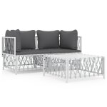 Vidaxl salon de jardin avec coussins 3 pcs blanc acier Vidaxl salon de jardin avec coussins 3 pcs blanc acier