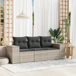 Vidaxl salon de jardin avec coussins 3 pcs gris clair r�sine tress�e
