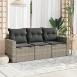 Vidaxl salon de jardin avec coussins 3 pcs gris clair r�sine tress�e