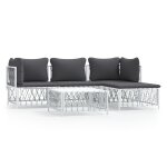 Vidaxl salon de jardin avec coussins 5 pcs blanc acier Vidaxl salon de jardin avec coussins 5 pcs blanc acier