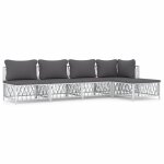 Vidaxl salon de jardin avec coussins 5 pcs blanc acier