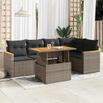 Vidaxl salon de jardin avec coussins 6 pcs gris r�sine tress�e acacia
