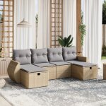 Vidaxl salon de jardin avec coussins 6pcs m�lange beige r�sine tress�e
