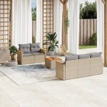 Vidaxl salon de jardin avec coussins 6pcs mlange beige rsine tresse