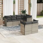 Vidaxl salon de jardin avec coussins 7 pcs gris clair r�sine tress�e