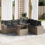 Vidaxl salon de jardin avec coussins 7 pcs gris r�sine tress�e