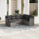 Vidaxl salon de jardin avec coussins 7 pcs gris rsine tresse