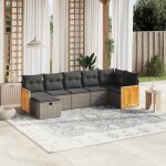 Vidaxl salon de jardin avec coussins 7 pcs gris r�sine tress�e