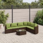 Vidaxl salon de jardin avec coussins 7 pcs marron rsine tresse
