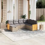 Vidaxl salon de jardin avec coussins 7pcs m�lange beige r�sine tress�e