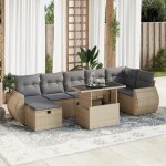 Vidaxl salon de jardin avec coussins 8 pcs beige r�sine tress�e