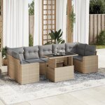 Vidaxl salon de jardin avec coussins 8 pcs beige r�sine tress�e