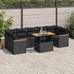 Vidaxl salon de jardin avec coussins 8 pcs noir r�sine tress�e acacia