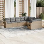 Vidaxl salon de jardin avec coussins 9 pcs beige r�sine tress�e