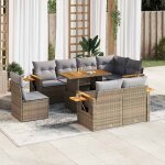 Vidaxl salon de jardin avec coussins 9 pcs beige résine tressée acacia Vidaxl salon de jardin avec coussins 9 pcs beige résine tressée acacia