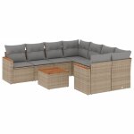 Vidaxl salon de jardin avec coussins 9pcs m�lange beige r�sine tress�e