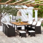 Vidaxl salon de jardin encastrable 11 pcs rotin et bois d'acacia noir