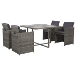 Vidaxl salon de jardin encastrable 5 pcs et coussins rotin gris