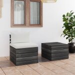 Vidaxl salon palette de jardin 2 pcs avec coussins bois de pin massif