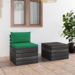 Vidaxl salon palette de jardin 2 pcs avec coussins bois de pin massif