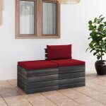 Vidaxl salon palette de jardin 2 pcs avec coussins bois de pin massif