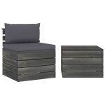 Vidaxl salon palette de jardin 2 pcs avec coussins bois de pin massif