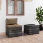 Vidaxl salon palette de jardin 2 pcs avec coussins bois de pin massif