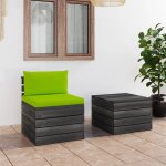 Vidaxl salon palette de jardin 2 pcs avec coussins bois de pin massif