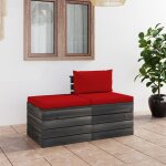Vidaxl salon palette de jardin 2 pcs avec coussins bois de pin massif