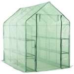 Vidaxl serre de plain - pied avec 12 etagres acier 143x214x196 cm