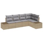 Vidaxl set de canap� de jardin 5 pi�ces avec coussins beige en poly rotin