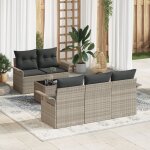 Vidaxl set de canap�s de jardin 6 pi�ces avec coussins gris clair rotin synth�tique, vidaxl canap� de ...