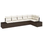 Vidaxl set de canap� de jardin 6 pi�ces avec coussins marron rotin pe